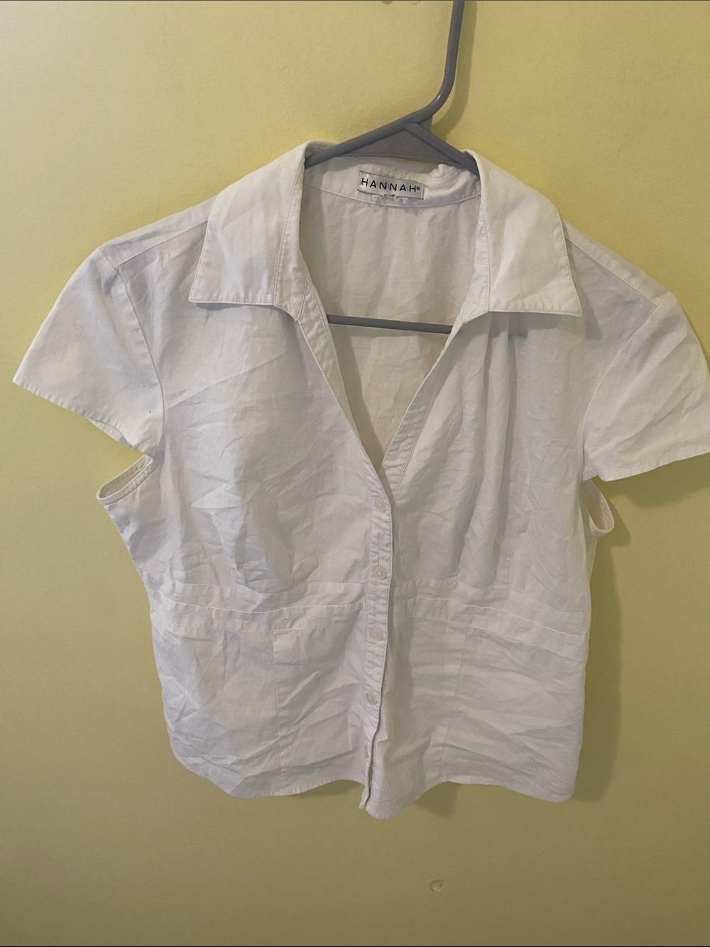 Hannah White Short Sleeve Collared Button-Up Blouse